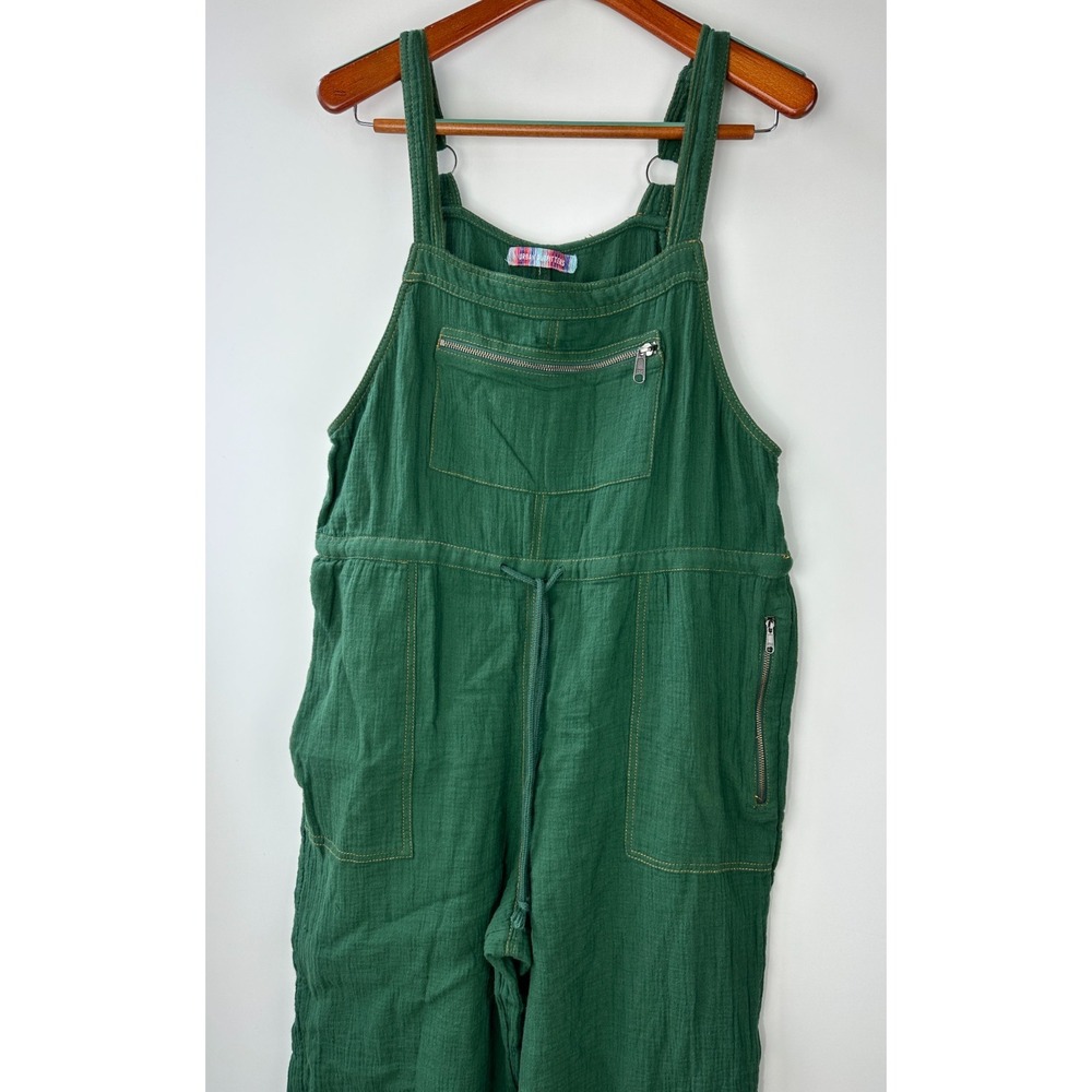 Urban Outfitters Tina Textured Gauze Jumpsuit Green Wide Leg One Piece Medium - Picture 3 of 16